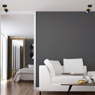 Milagro Joker Hand Made Ceiling Lamp In Matt With Luxurious Detail Featuring Minmalistic Slender Cylinder Shades Black/Gold