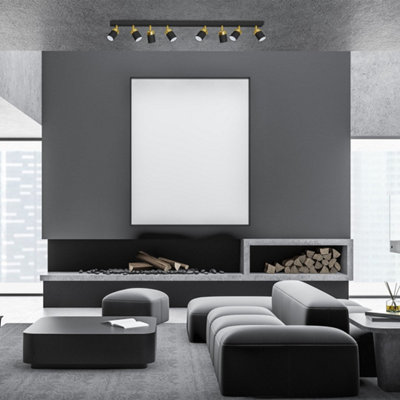 Milagro Joker Hand Made Ceiling Lamp In Matt Black With Luxurious Gold Detail Featuring Minmalistic Slender Cylinder Shades 8Xgu10 from B&Q