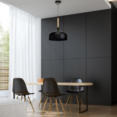 Milagro Taylor Hand Made Pendant Lamp In With Natural Wood Detail Scandi Style White