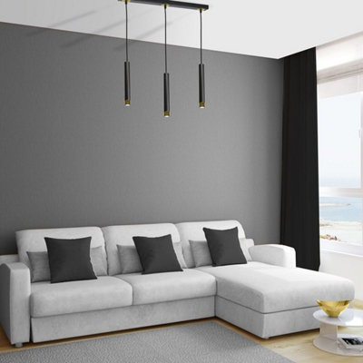 B&Q -  Dani Black/gold Pendant 3Xgu10 Elegant Modern Hanging Ceiling Lamps Enhanced Beautifully With Gold Detail