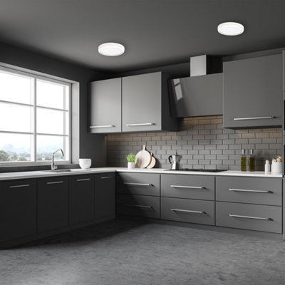 B&Q -  Gea White Led Ceiling Lamp A Stylish Contemporary 39Cm 36W Light With Remote Control And Low Energy Light Source