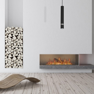 B&Q -  Joker Contemporary Pendant Lamp 1Xgu10 Hand Made Cylindrical Style Light Finished In Matt Black With Chrome Detail