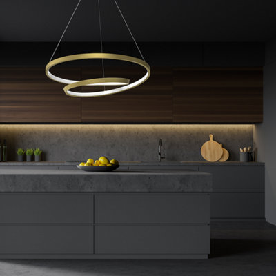B&Q -  Pendant Lamp Lucero Gold 48W Led