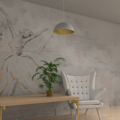 Milagro Beta Hand Made Designer Pendant Lamp 45Cm 1Xe27 In Matt White With Gold Interior from B&Q