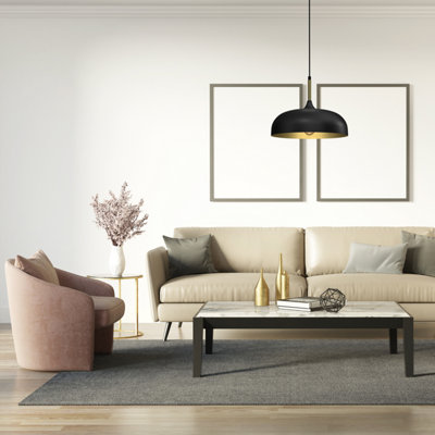 B&Q -  Pendant Lamp Lincoln Black/gold 1Xe27 35Cm