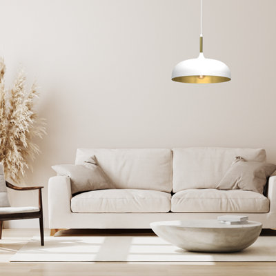 B&Q -  Pendant Lamp Lincoln White/gold 1Xe27 35Cm