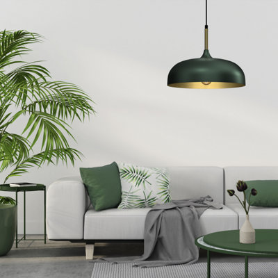 B&Q -  Pendant Lamp Lincoln Green/gold 1Xe27 35Cm