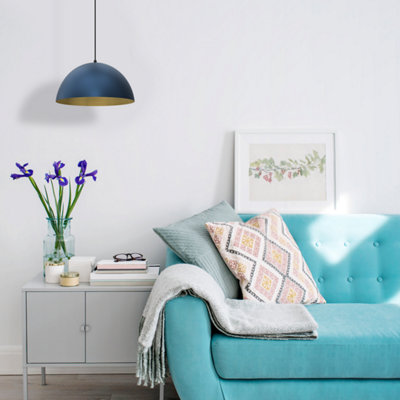 B&Q -  Pendant Light Beta Navy Blue/gold 1Xe27 35Cm