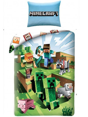 Minecraft Battle Single 100% Cotton Duvet Cover SetEuropean Size from B&Q