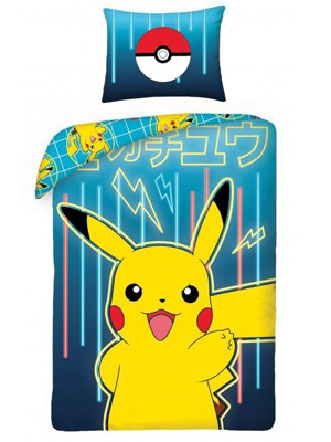 Pokémon Blue Single 100% Cotton Duvet Cover SetEuropean Size from B&Q