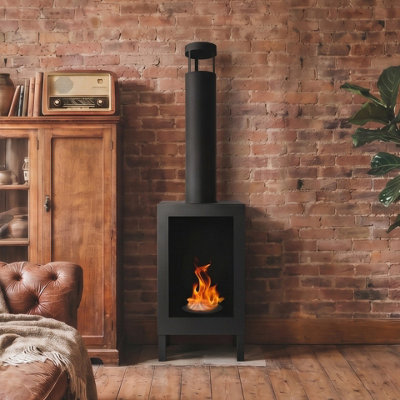 B&Q -  Freestanding Biofireplace Kozen Black Matt Ventless