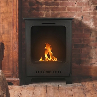 B&Q -  Freestanding Biofireplace Koza Mini Black Matt With Glass Ventless