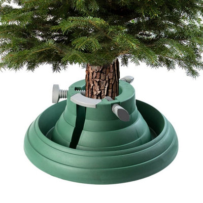 KADAX Christmas Tree Stand With Water Tank, Modern & Stable Christmas Tree Stand Made Of Robust Plastic, Green
