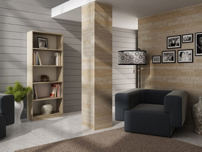 R60 Tall Bookcase Sonoma Oak At An Attractive Price from B&Q