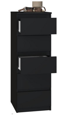 W5 Malwa Tall Chest Of Drawers Black from B&Q