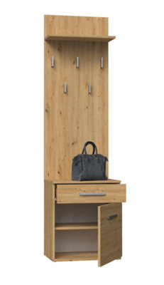 Duo Shoe Cabinet And Coat Rack Artisan Oak from B&Q