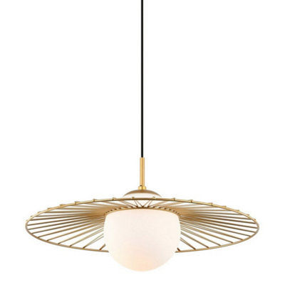Luminosa Lighting Luminosa Modern Hanging Pendant Golden 1 Light  With GoldWhite ShadeE27 from B&Q