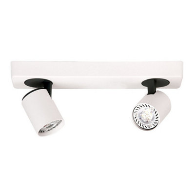 Luminosa Lighting Luminosa Modern Spotlights WhiteBlack 2 Light  With AluminumWhite ShadeGu10 from B&Q