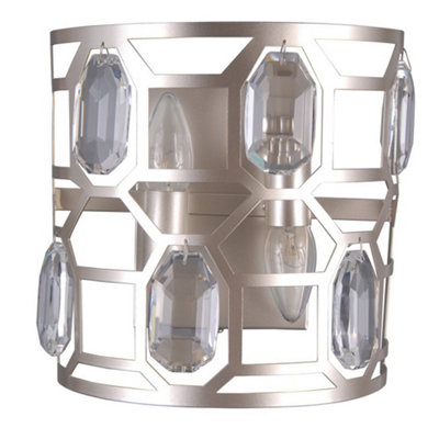 Luminosa Lighting Luminosa Modern Wall Lamp Champagne Silver 2 Light E14 from B&Q