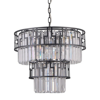 Luminosa Lighting Luminosa Modern Hanging Pendant Black Matt 7 Light E14 from B&Q