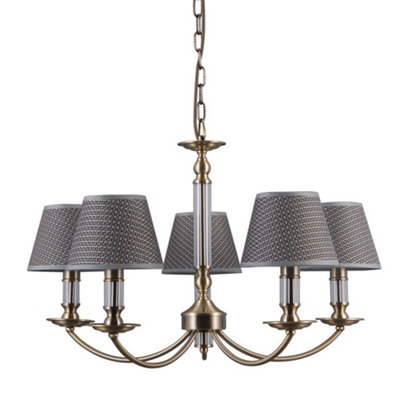 B&Q -  Luminosa Classic Hanging Pendant Antique Bronze 5 Light With Grey ShadeE14