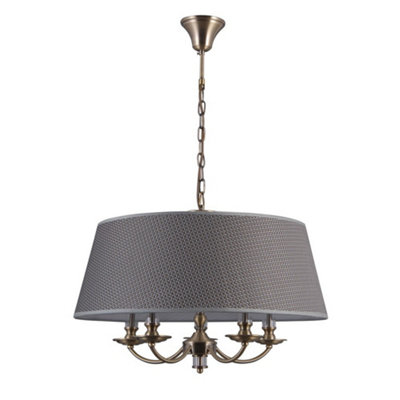 B&Q -  Luminosa Classic Hanging Pendant Antique Bronze 5 Light With Grey ShadeE14
