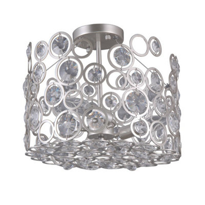 Luminosa Lighting Luminosa Modern Flush Ceiling Light Champagne Silver 3 Light E14 from B&Q