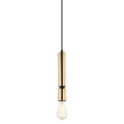 Luminosa Lighting Luminosa Modern Hanging Pendant Black 1 Light  With Brass ShadeE27 Dimmable from B&Q