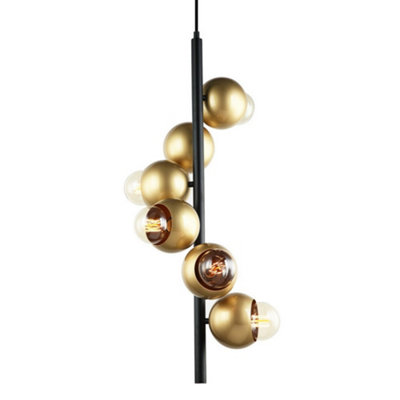 Luminosa Lighting Luminosa Modern Hanging Pendant Black 6 Light  With Zloty ShadeE27 Dimmable from B&Q