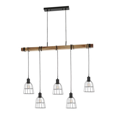 Luminosa Lighting Luminosa Industrial And Retro Hanging Pendant Black 5 Light E27 from B&Q