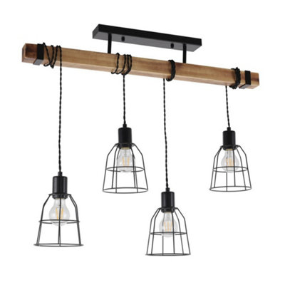 Luminosa Lighting Luminosa Industrial And Retro Hanging Pendant Black 4 Light E27 from B&Q