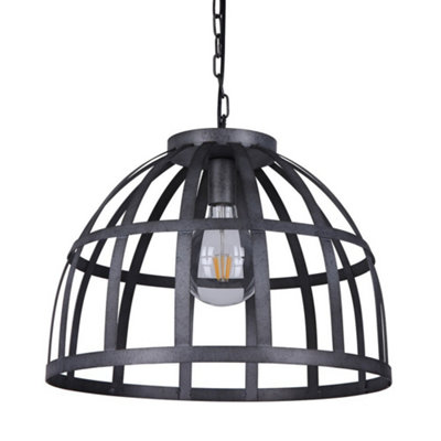 Luminosa Lighting Luminosa Industrial And Retro Hanging Pendant Antique Silver 1 Light E27 from B&Q