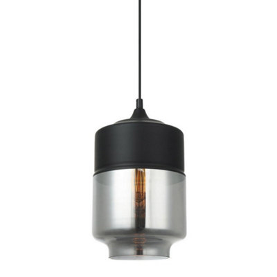 Luminosa Lighting Luminosa Modern Hanging Pendant Black 1 Light  With BlackSmoky ShadeE27 Dimmable from B&Q