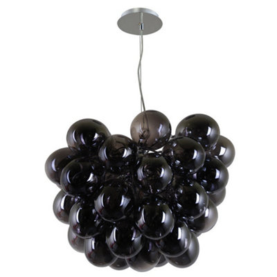 Luminosa Lighting Luminosa Modern Hanging Pendant Chrome 8 Light  With Smoky ShadeG9 from B&Q