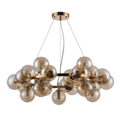 Luminosa Lighting Luminosa Modern Hanging Pendant 25 With Cognac Shade, G9 Golden/Light
