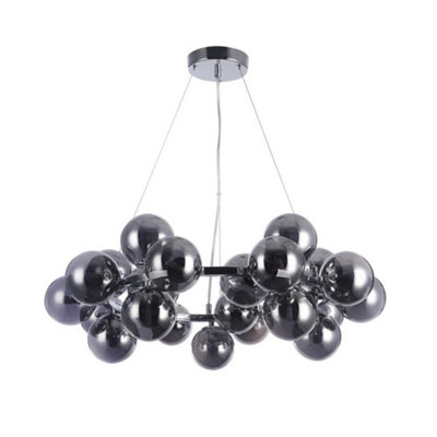 Luminosa Lighting Luminosa Modern Hanging Pendant Chrome 25 Light  With Smoky ShadeG9 from B&Q