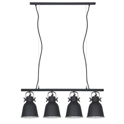 Luminosa Lighting Luminosa Scandinavian Hanging Pendant WhiteBlack 4 Light  With BlackWhite ShadeE27 from B&Q