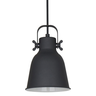 Luminosa Lighting Luminosa Scandinavian Hanging Pendant WhiteBlack 1 Light  With BlackWhite ShadeE27 from B&Q