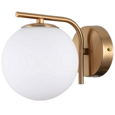 Luminosa Lighting Luminosa Modern Wall Lamp Golden 1 Light With White ShadeG9 from B&Q