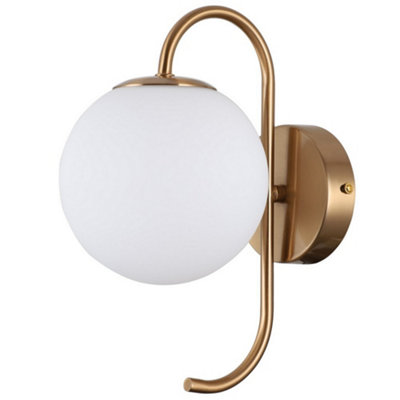 Luminosa Lighting Luminosa Industrial And Retro Wall Lamp Honey Brass 1 Light With White ShadeG9 from B&Q