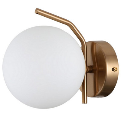 Luminosa Lighting Luminosa Modern Wall Lamp Honey Brass 1 Light  With White ShadeG9 from B&Q