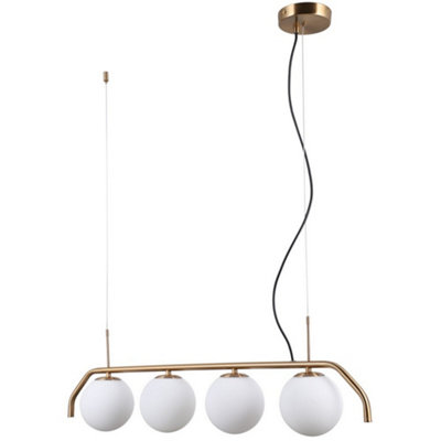 Luminosa Lighting Luminosa Modern Hanging Pendant Honey Brass 4 Light  With White ShadeG9 from B&Q