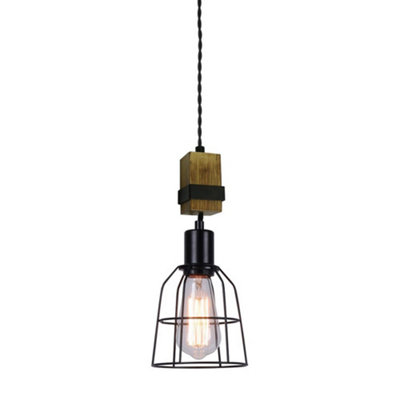 Luminosa Lighting Luminosa Industrial And Retro Hanging Pendant Black 1 Light E27 from B&Q