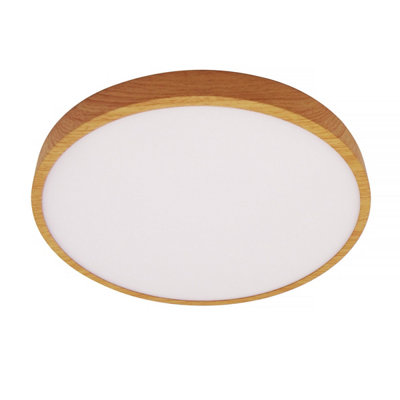 Luminosa Lighting Luminosa Riberio Flush Ceiling Light Wood 3000K Warm White from B&Q