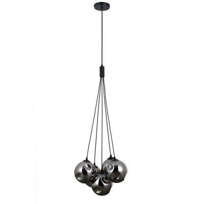 Luminosa Lighting Luminosa Perlos Cluster Pendant Ceiling Light Matt Black 5Xg9 from B&Q
