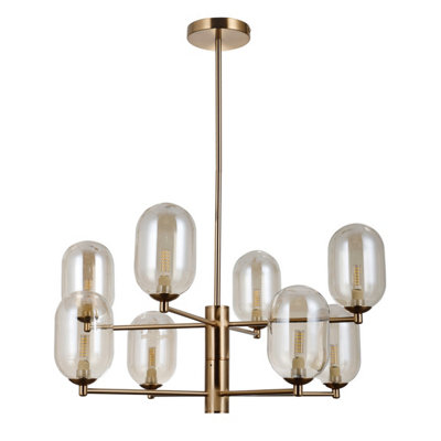 Luminosa Lighting Luminosa Perano Multi Arm Pendant Ceiling Light Antique Bronze Amber Shade 8Xg9