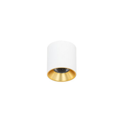 Luminosa Lighting Luminosa Altisma 7.5Cm Surface Mounted Downlight Matt WhiteGold Inside 3000K Warm White from B&Q