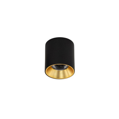 Luminosa Lighting Luminosa Altisma 7.5Cm Surface Mounted Downlight Matt Black Gold 3000K Warm White from B&Q