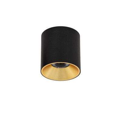Luminosa Lighting Luminosa Altisma 9.5Cm Surface Mounted Downlight Matt BlackGold Inside 3000K Warm White from B&Q