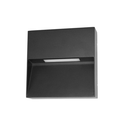 B&Q -  Luminosa Fenis Square Outdoor Flush Wall Lamp Black 4000K Neutral White Ip54